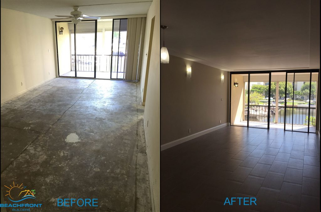 Living room, beachfront builders, boca raton, boca bayou florida